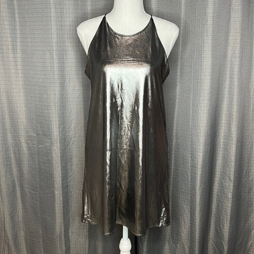 LOVE…ADY MEDIUM SILVER METALLIC DRESS NWT